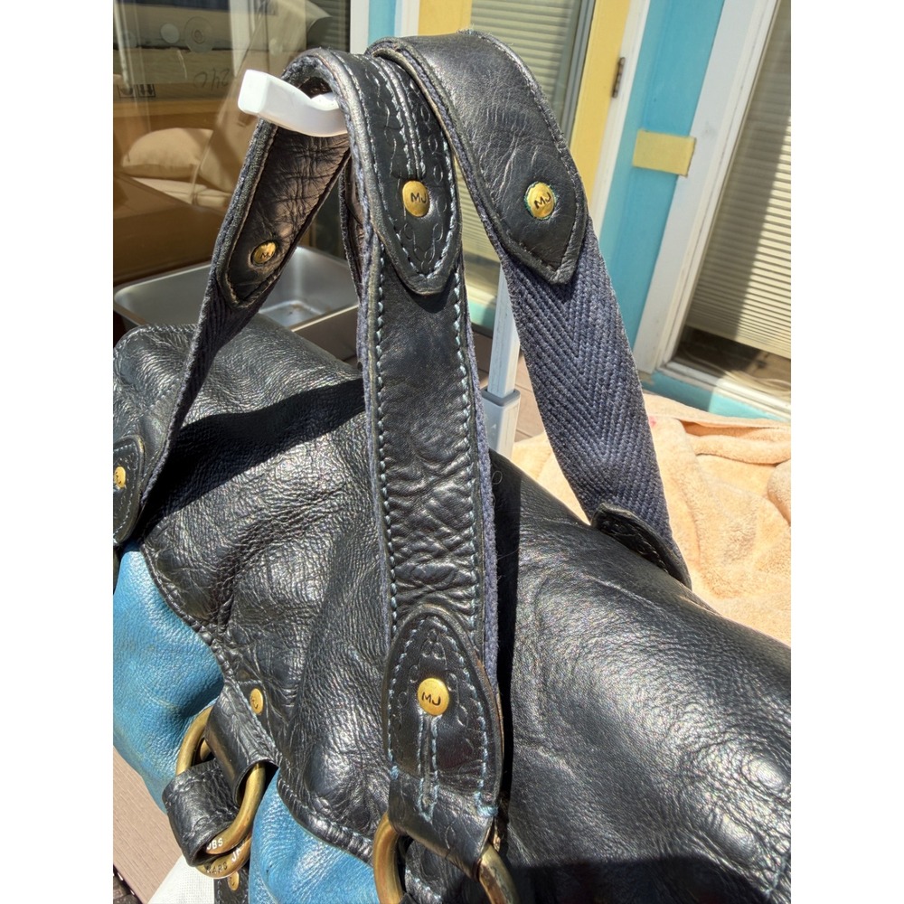 Marc Jacobs Rare Vintage Sasha Teal Black Leather Beaded Satchel Bag - Picture 14 of 16